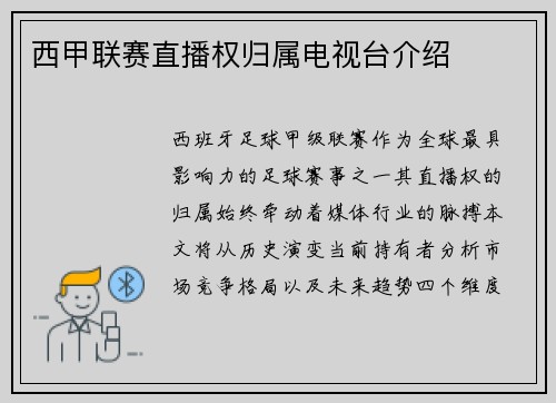 西甲联赛直播权归属电视台介绍